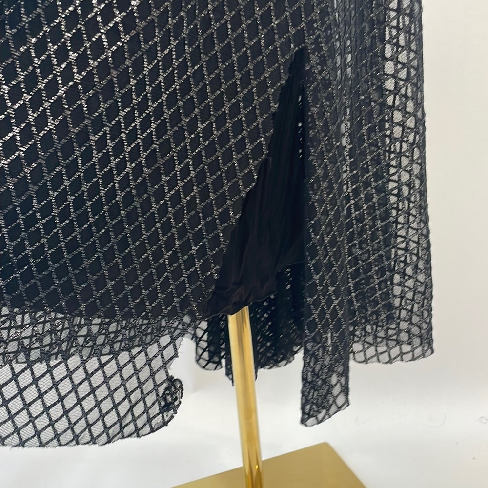 NISSA Black Printed Tulle Midi Dress US 10 - Picture 8 of 14